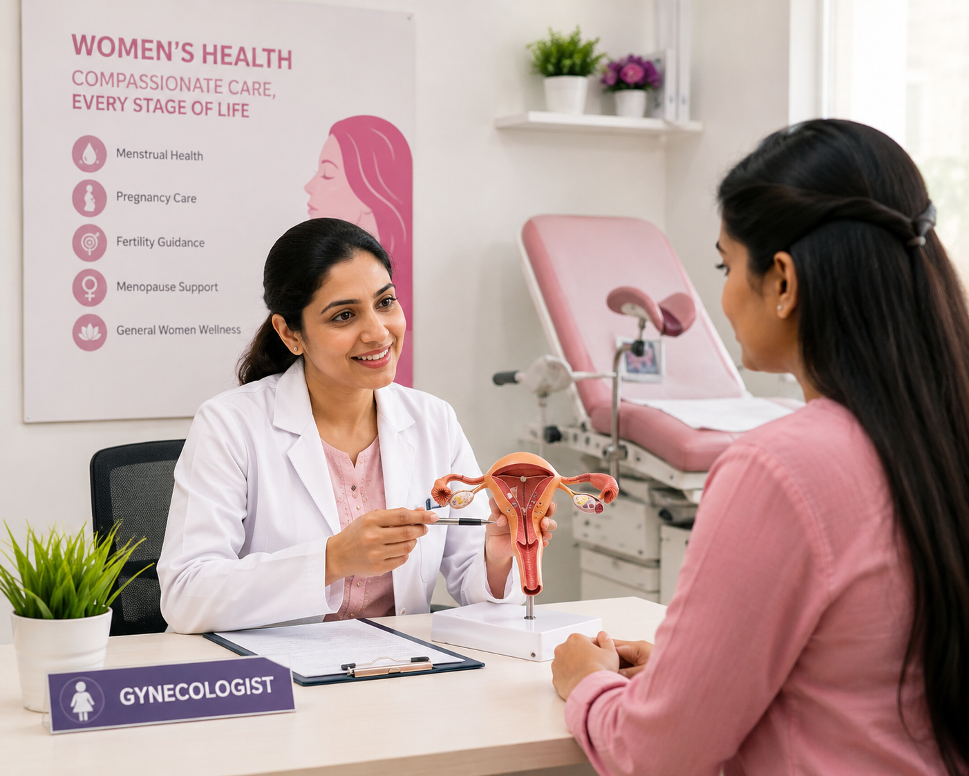 Professional gynecologist consultation for women’s health, pregnancy care, and reproductive wellness at Lalita Diagnostic & Health Care Centre