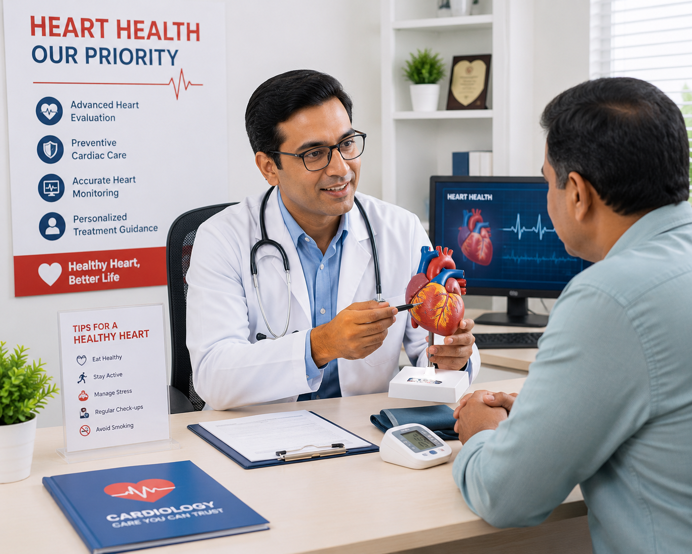 Professional cardiologist consultation with advanced heart evaluation and cardiac health monitoring at Lalita Diagnostic & Health Care Centre