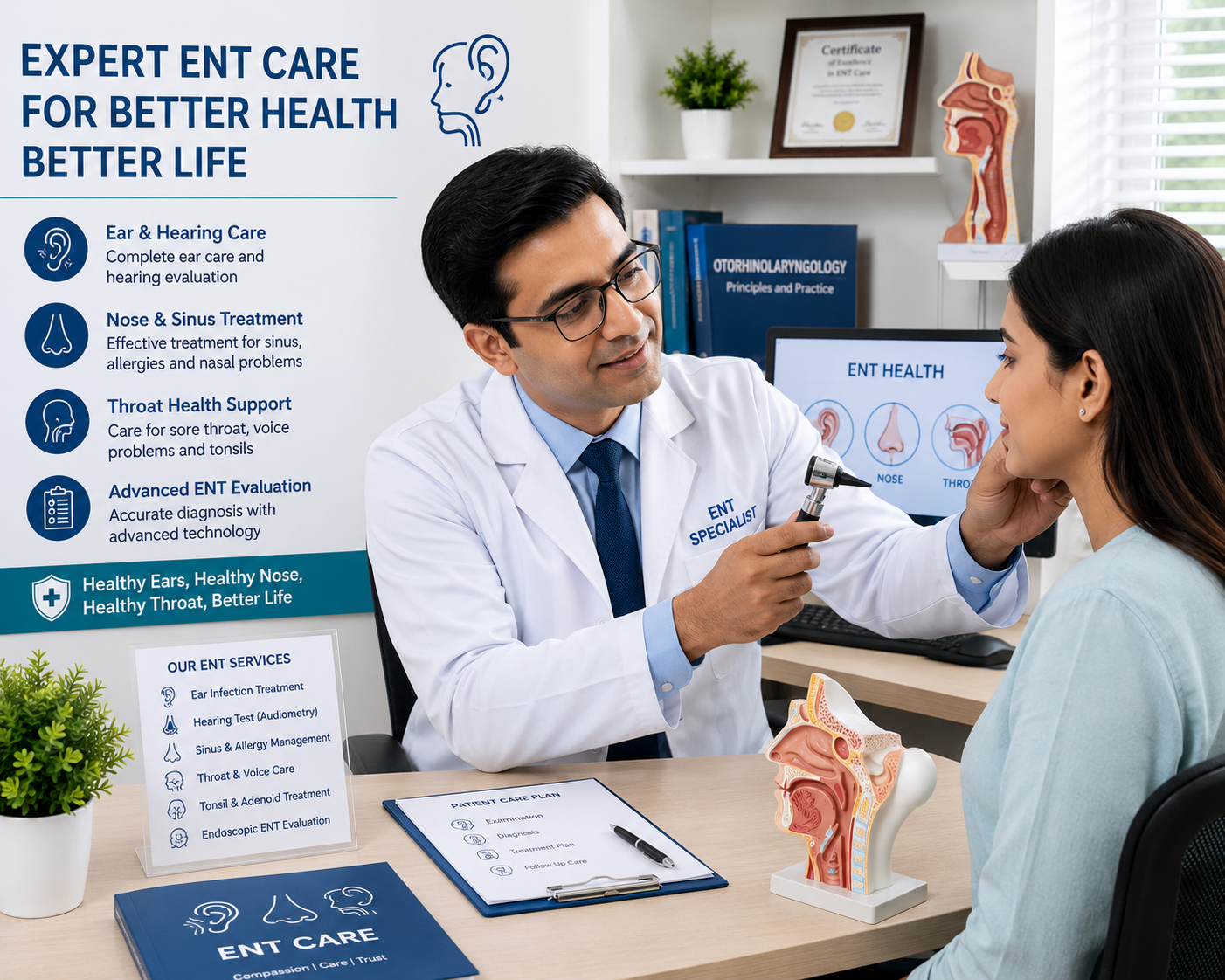 Professional ENT specialist consultation for ear, nose, and throat healthcare support at Lalita Diagnostic & Health Care Centre