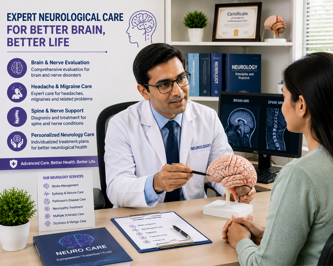 Professional neurologist consultation with brain and nerve health evaluation at Lalita Diagnostic & Health Care Centre